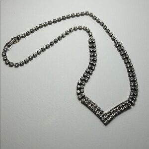Vintage V-shaped Faux-Diamond Necklace